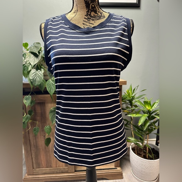 Banana Republic Tops - Banana Republic navy blue/white striped sleeveless top. New w/o tags. Size S.